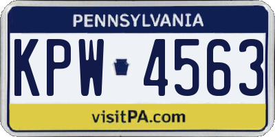 PA license plate KPW4563