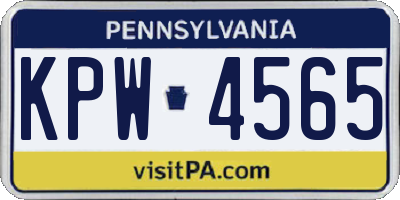 PA license plate KPW4565