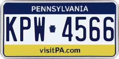PA license plate KPW4566