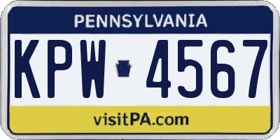 PA license plate KPW4567