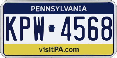 PA license plate KPW4568