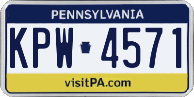 PA license plate KPW4571