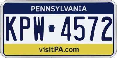 PA license plate KPW4572