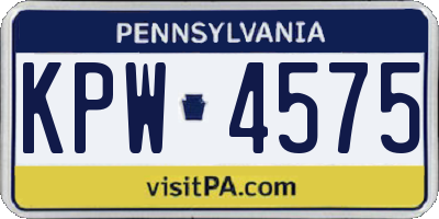 PA license plate KPW4575