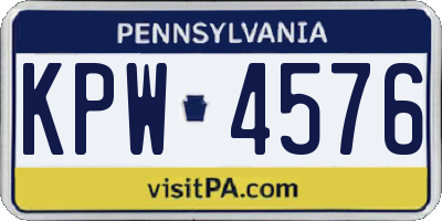 PA license plate KPW4576
