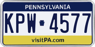 PA license plate KPW4577