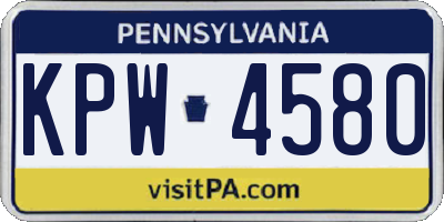 PA license plate KPW4580