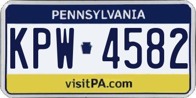 PA license plate KPW4582
