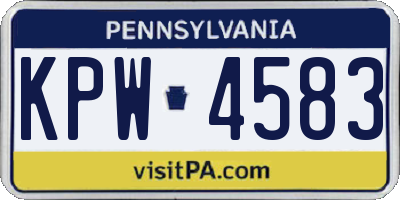 PA license plate KPW4583