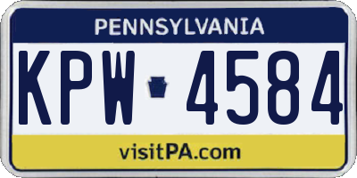 PA license plate KPW4584