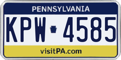 PA license plate KPW4585