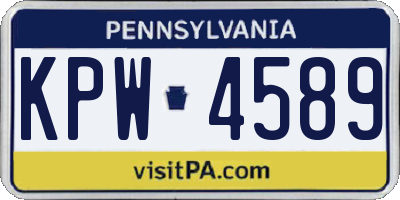 PA license plate KPW4589