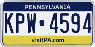 PA license plate KPW4594