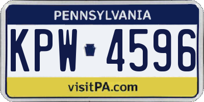 PA license plate KPW4596
