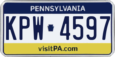 PA license plate KPW4597