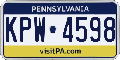 PA license plate KPW4598