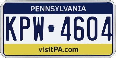 PA license plate KPW4604
