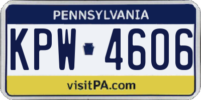 PA license plate KPW4606