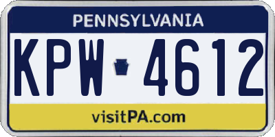 PA license plate KPW4612