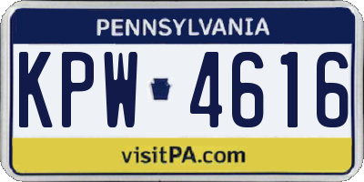 PA license plate KPW4616