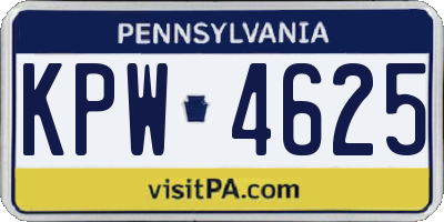 PA license plate KPW4625