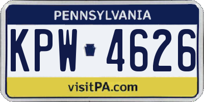 PA license plate KPW4626