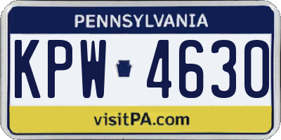 PA license plate KPW4630