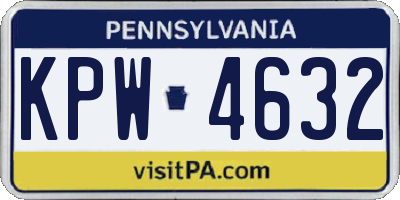 PA license plate KPW4632