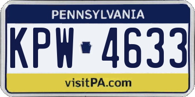 PA license plate KPW4633