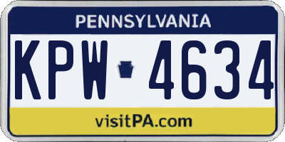 PA license plate KPW4634