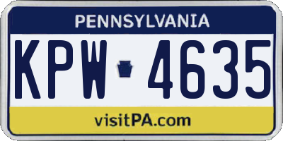 PA license plate KPW4635