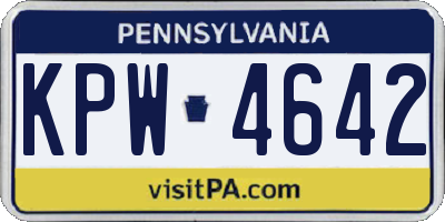 PA license plate KPW4642