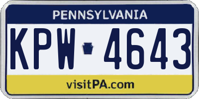 PA license plate KPW4643