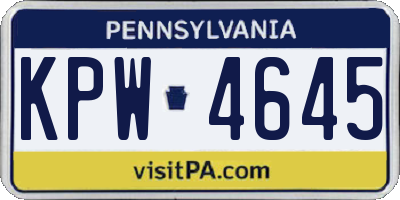 PA license plate KPW4645