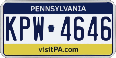 PA license plate KPW4646