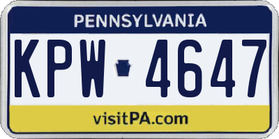 PA license plate KPW4647