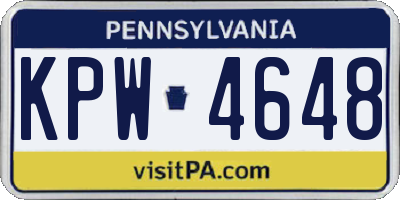 PA license plate KPW4648