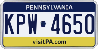 PA license plate KPW4650