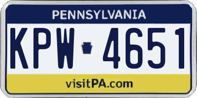 PA license plate KPW4651