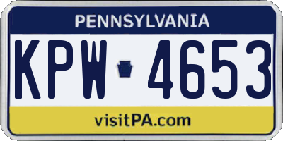 PA license plate KPW4653