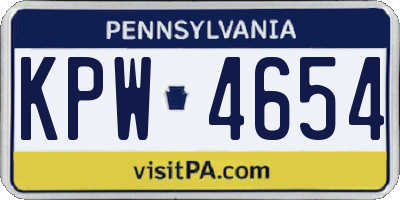 PA license plate KPW4654