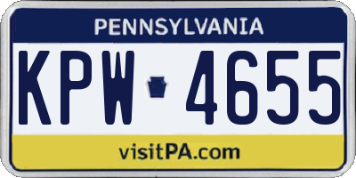 PA license plate KPW4655