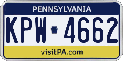 PA license plate KPW4662