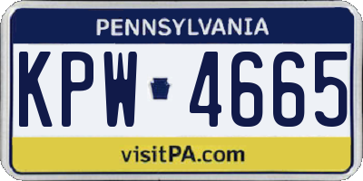 PA license plate KPW4665