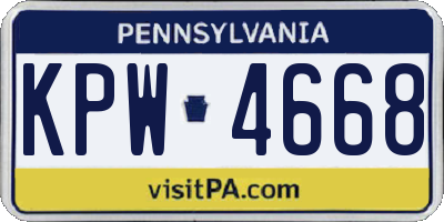 PA license plate KPW4668