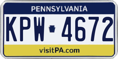 PA license plate KPW4672