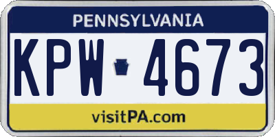 PA license plate KPW4673