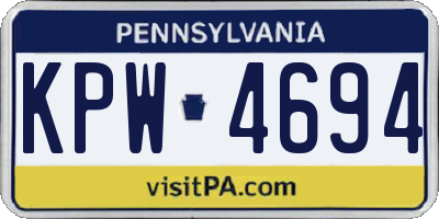 PA license plate KPW4694