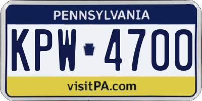 PA license plate KPW4700