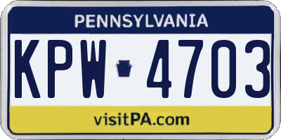 PA license plate KPW4703